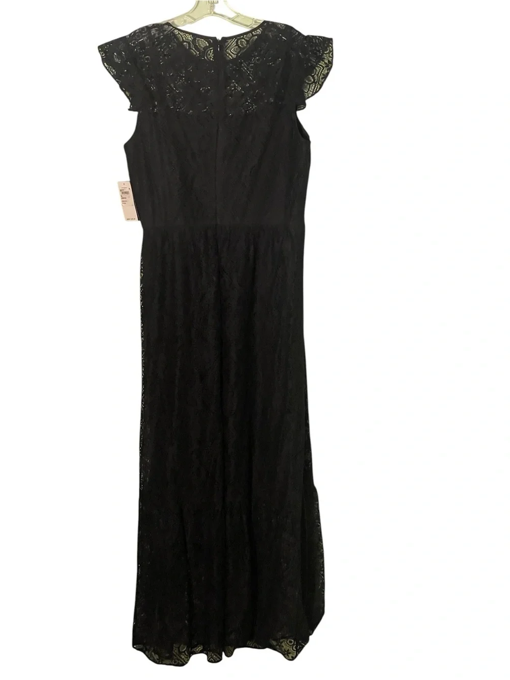 NWT-Lauren Ralph Lauren black lace maxi with flutter sleeves. Size 12. - Picture 5 of 10